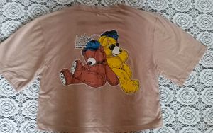 Beige Crop T Shirt