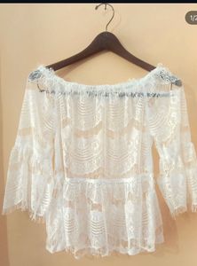 White Lace Off-Shoulder Top