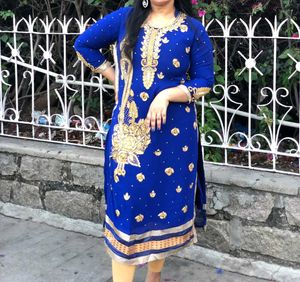 Royal Blue Heavy Stone Work Kurti