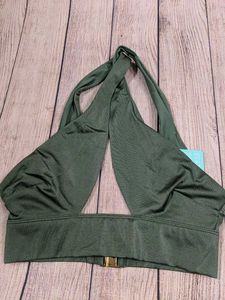 Stylish Halter Olive Bikini Top