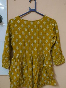 Mustard Embroidered Top