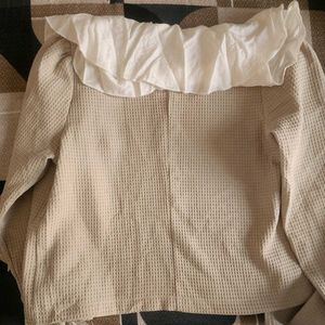 Cute Beige Waffle Knit Jacket