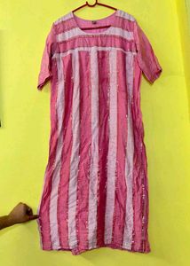 Pink Striped Kurta Set