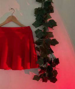 Salmon Red Mini Skirt For Those Late Night Dinners
