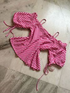 Pink Gingham Tie Top