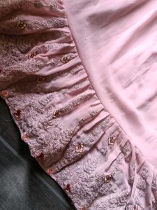 Pink Embroidered farshi garara hand Wark