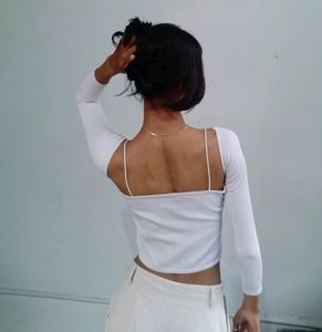ZARA RIBBED OFF WHITE  CROP TOP