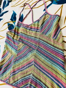 Multicolour Cross Lace Cami Top