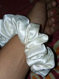 White Satin Scrunchie