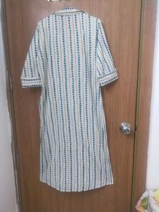 LIBAS Blue &amp; Cream Printed Tunic Top - Size L