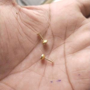 22C Pure Gold Round Dimond Stud Earrings