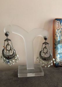 Pearl Accent Silver Drop Earrings