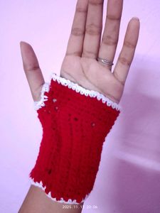 Red Crochet Fingerless Gloves