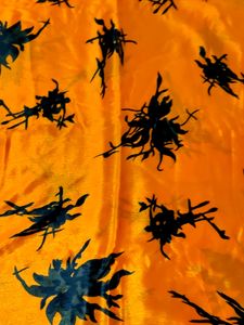 Orange &amp; Black Patterned Saree