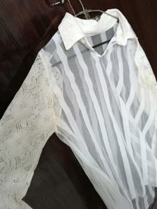 Elegant Sheer Striped Blouse