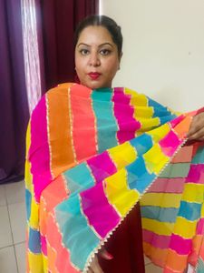 Colorful Striped Gotta Patti Dupatta