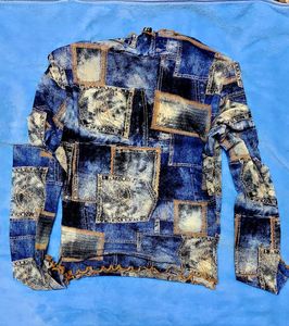 Patchwork Print Long Sleeve Top