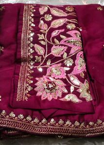 Premium Pure  Chiffon Work Saree