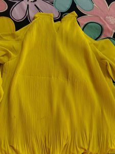 Yellow Cold Shoulder Top