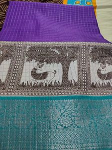 Purple & Teal Handloom Saree