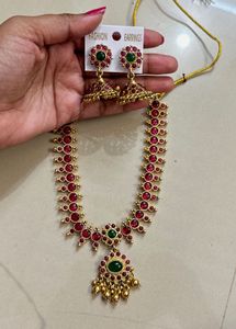 Ruby &amp; Emerald Gold-Plated Necklace Set
