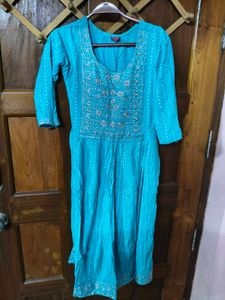 Aqua Embroidered Kurta