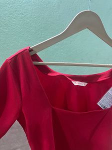 Red Square Neck Crop Top