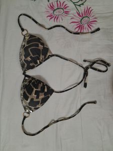 Embellished Halter Neck Sexy Brown Bra