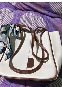 Stylish Cream Tote Bag with Scarf