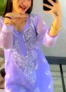 Embroidered Lavender Kurta Set