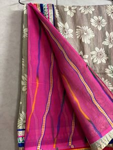 Pink leheriya Saree With Half Design