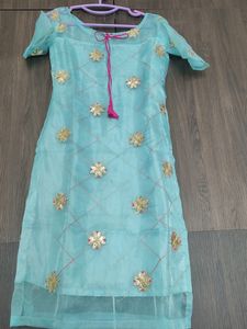 Sea Blue net embroidery party wear suit