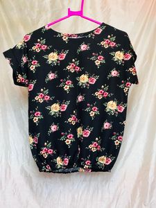 Black Floral Formal Imported Balloon Top
