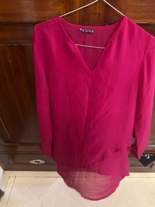 Magenta V-Neck Top