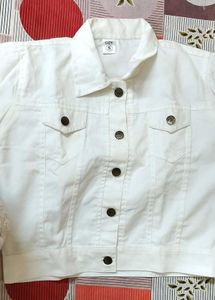 White Cropped Denim Jacket