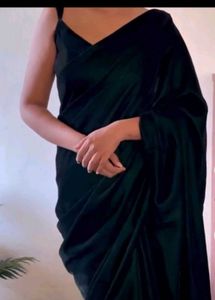 Elegant Green Velvet  Saree with Padded Sleevless