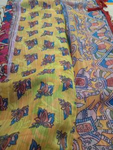 Pure Lenin Kalamkari Saree