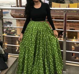 Green Floral Print Ethnic Skirt