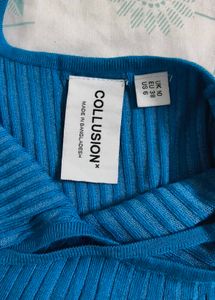 Blue Ribbed Halter Top