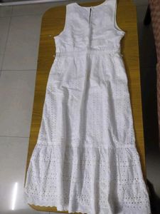 Angelic White Sleeveless Chikankari Long Maxi Dres