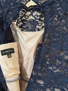 My Michelle Navy Blue Lace Sparkly Dress