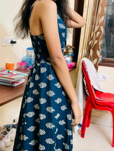 Stylish Blue Printed Maxi Dress