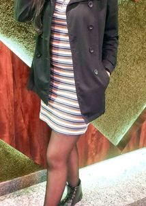 Striped Mini Dress with Coat