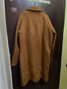Wool Blend Brown Overcoat.