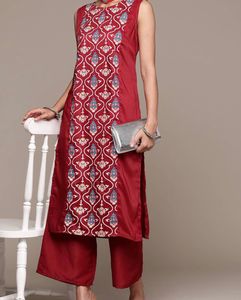 Printed Panelled Kurta With Palazzo Women