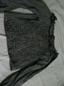 Korean Black And White Checked Top....🤍