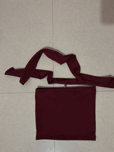 Red Bandeau Top with Scarf