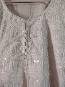 Soft Rayon White Chikankari Kurti