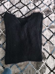 Cozy Black Knit Sweater Dress