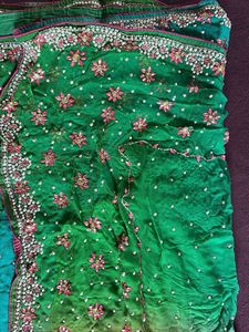 Green Embellished Saree
